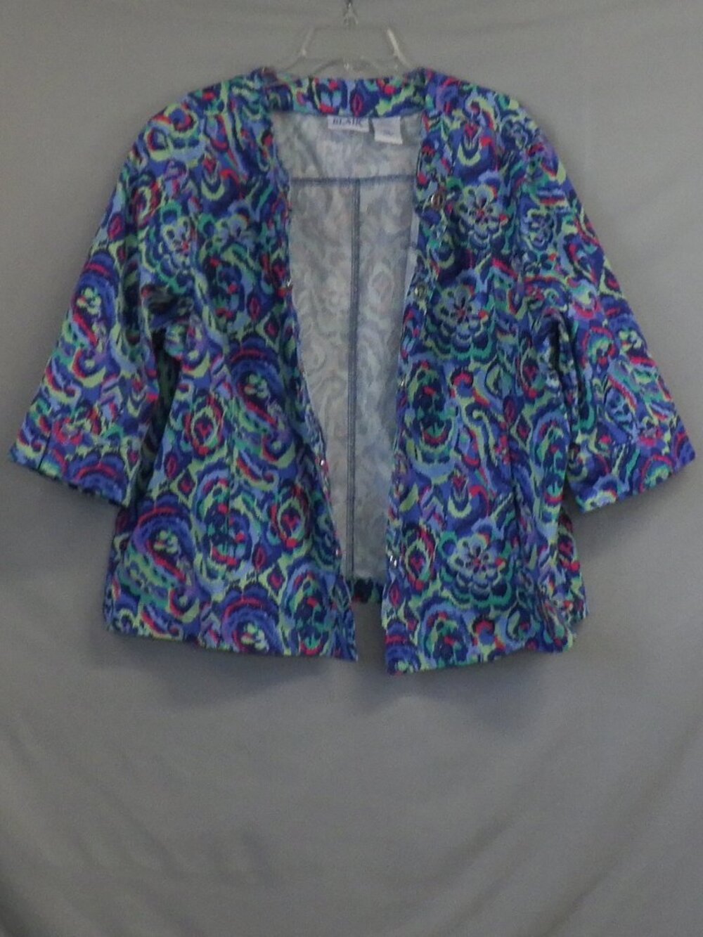 Blair Vintage Lightweight Multi Patterned Collarless 100 % Cotton Jacket   A681